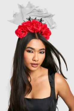 Hair Accessories*boohoo Halloween Rose & Spider Headband black