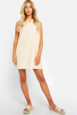 Smock Dresses*boohoo Halterneck Smock Mini Dress stone