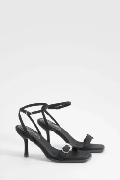 Heels*boohoo Hammered Buckle 2 Part Heels black