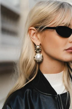 Earrings*boohoo Hammered Pearl Drop Earrings gold