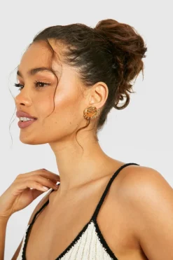 Earrings*boohoo Hammered Orb Detail Stud Earrings gold
