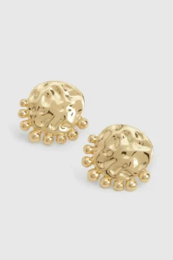Earrings*boohoo Hammered Orb Detail Stud Earrings gold