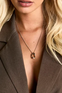 Necklaces*boohoo Hammered Oval Drop Necklace gold