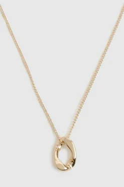 Necklaces*boohoo Hammered Oval Drop Necklace gold