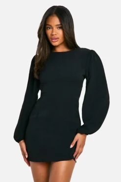Smock Dresses*boohoo Hammered Tie Back Smock Dress black