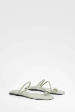 Sandals*boohoo Hardwear Detail Mules Sandals sage