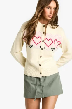 Cardigans|Jumpers & Cardigans*boohoo Heart Fairisle Button Cardigan cream