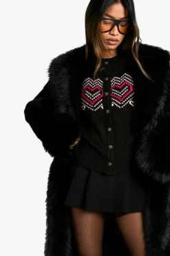 Cardigans|Jumpers & Cardigans*boohoo Heart Fairisle Button Cardigan black