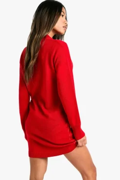 Jumper Dresses|Jumper Dresses*boohoo Hearts Jumper Dress red