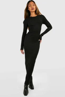 Jumper Dresses|Jumper Dresses*boohoo Heavy Rib Knitted Maxi Dress black