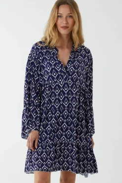 Smock Dresses*Blue Vanilla High Low Smock Dress Dark Blue
