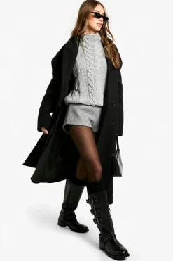 Jumpers|Knitwear*boohoo High Neck Chunky Cable Knitted Jumper grey