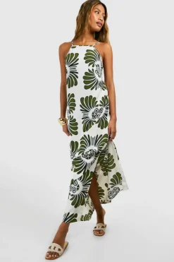 Smock Dresses|Maxi Dresses*boohoo High Neck Patterned Maxi Dress ivory