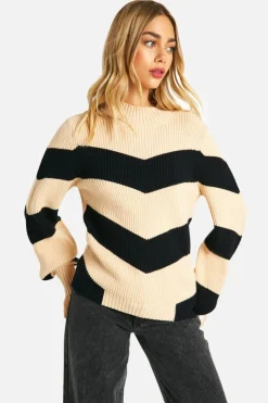 Oversized Jumpers|Jumpers*boohoo High Neck Stripe Jumper black
