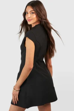 Mini Dresses|Suits & Tailoring*boohoo High Neck Structured Tailored Mini Dress black