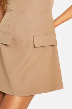 Skater Dresses|Mini Dresses*boohoo High Neck Structured Tailored Mini Dress mocha