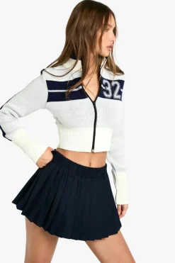 Jumpers|Knitwear*boohoo High Neck Zip Through Crop Fitted Jumper cream