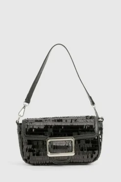 Shoulder Bags|Handbags*boohoo High Shine Sequin Buckle Shoulder Bag black