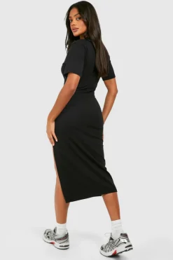 T-Shirt Dresses|Shirt Dresses*boohoo High Split Midaxi T-shirt Dress black