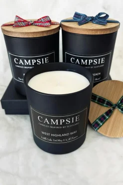 Candles & Diffusers|Candles*CAMPSIE Candles Highland Cedar Scottish Tartan Candle Black