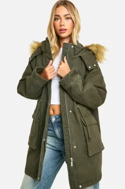 Up To 80% Off Winter Warmers|Parkas*boohoo Hooded Pocket Detail Parka khaki