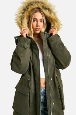 Up To 80% Off Winter Warmers|Parkas*boohoo Hooded Pocket Detail Parka khaki