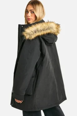 Up To 80% Off Winter Warmers|Parkas*boohoo Hooded Pocket Detail Parka black