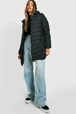 Up To 80% Off Winter Warmers|Puffer Jackets*boohoo Hooded Puffer Jacket black