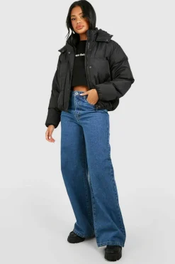 Up To 80% Off Winter Warmers|Puffer Jackets*boohoo Hooded Puffer Jacket black