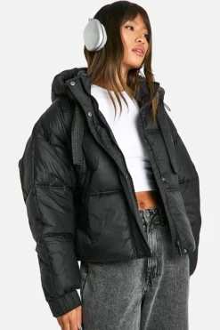 Up To 80% Off Winter Warmers|Puffer Jackets*boohoo Hooded Puffer Jacket black