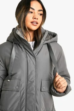 Up To 80% Off Winter Warmers|Puffer Jackets*boohoo Hooded Short Puffer Jacket charcoal