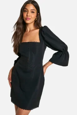 Bodycon Dresses*boohoo Hook & Eye Corset Dress black
