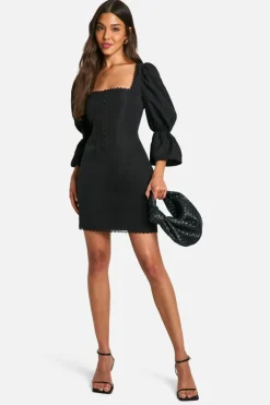 Bodycon Dresses*boohoo Hook & Eye Corset Dress black