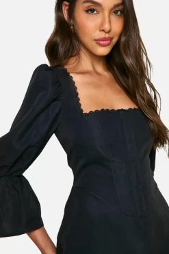 Bodycon Dresses*boohoo Hook & Eye Corset Dress black
