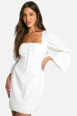 Bodycon Dresses*boohoo Hook & Eye Corset Dress white