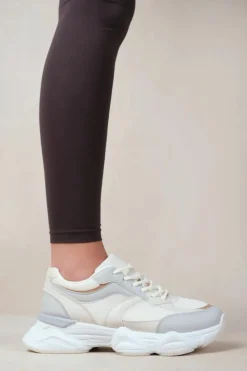 Trainers*Where's That From Hoops' Chunky Sole With Mesh Detail Trainer Cream