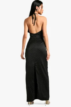 Maxi Dresses|Dresses*boohoo Hot Fix Satin Halterneck Maxi Dress black