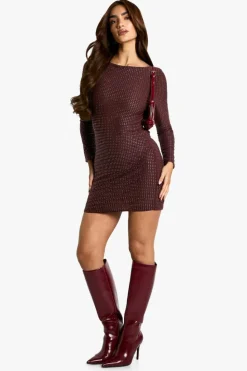 Cami Dresses|Bodycon Dresses*boohoo Hot Fix Scoop Back Mini Dress mauve