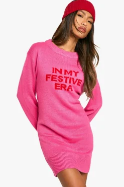 Jumper Dresses|Jumper Dresses*boohoo In My Festive Era Christmas Jumper Dress pink