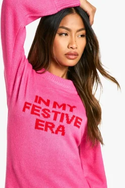 Jumper Dresses|Jumper Dresses*boohoo In My Festive Era Christmas Jumper Dress pink
