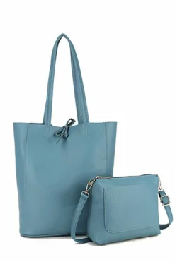 Tote Bags*Kitise 2in1 Set Large Slouch Tie Closure Tote Bag with Purse Bag Beige