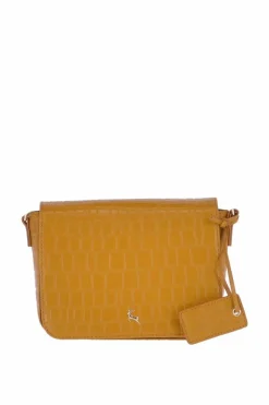 Cross-Body Bags*Ashwood Leather Intenso Gialo' Croc-Embossed Leather Crossbody Bag Mustard