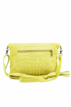 Cross-Body Bags|Handbags*Kitise Italian Genuine Suede Croc Pattern Tassel Zip Smal Flap Over Crossbody Clutch Bag Purple