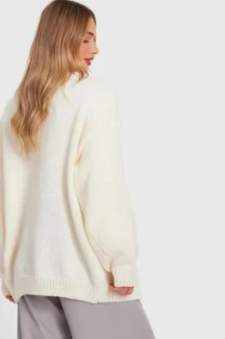 Cardigans*Quiz Knitted Floral Cardigan Ivory