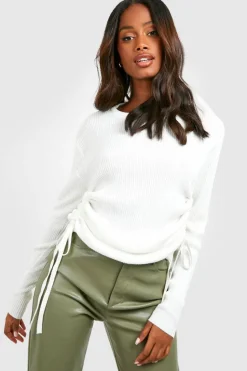 Jumpers|Jumpers & Cardigans*boohoo Ruched Side Jumper ivory