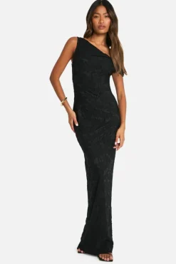 Maxi Dresses*boohoo Jacquard Floral Twist Strap Maxi Dress black