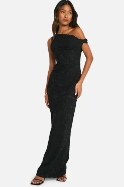 Maxi Dresses*boohoo Jacquard Floral Twist Strap Maxi Dress black