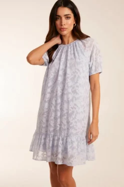 Smock Dresses*Blue Vanilla Jacquard Smock Mini Dress Light Blue