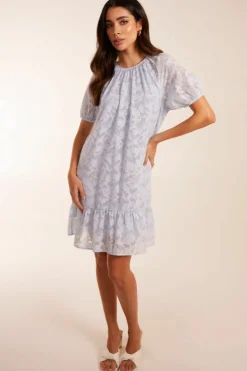 Smock Dresses*Blue Vanilla Jacquard Smock Mini Dress Light Blue