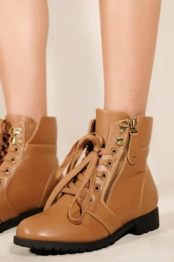 Ankle Boots*Where's That From Kaiya' Military Ankle Boots Brown